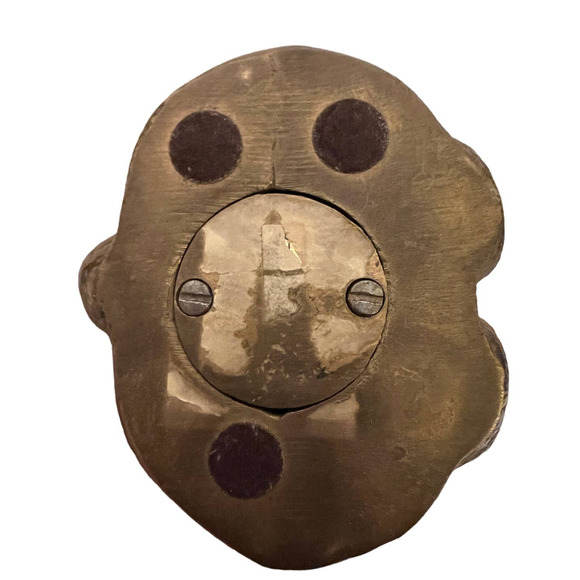 Brass Teddy Bear Coin Bank Screw Held Bottom Older Vintage Collectible - Picture 6 of 11